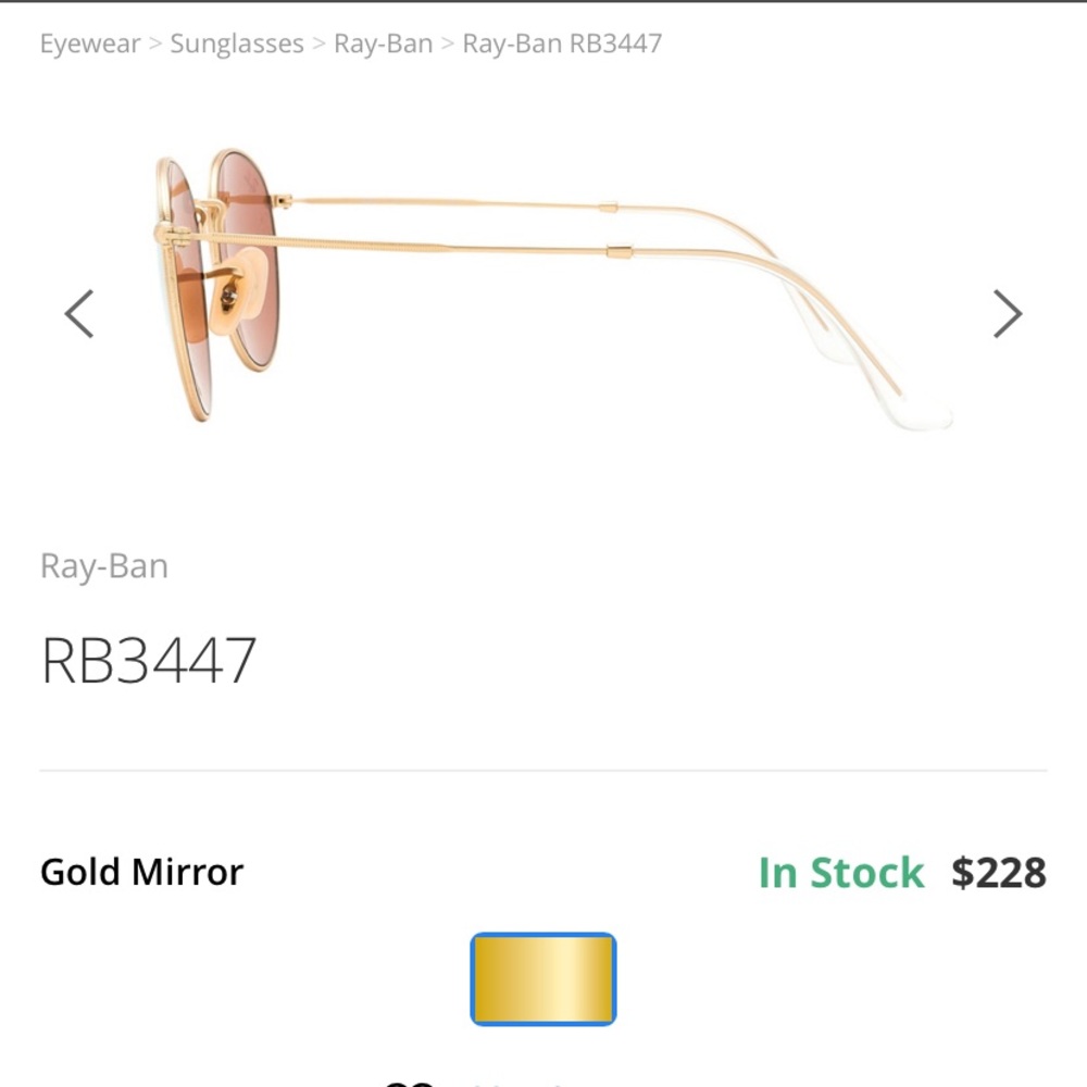NWOT Ray-Ban RB-3447 Round Gold Metal Sunglasses - Picture 3 of 9